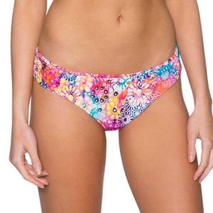 Sunsets Separates Whimsy Bikini Bottoms Floral Pink Blue Yellow Low Rise Shirred